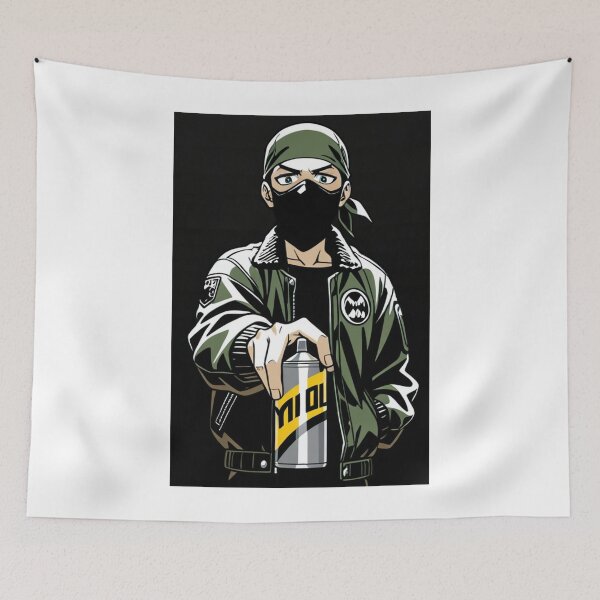 Item preview, Fashion - Man in Green Bomber Jacket Spray Can Streetwear Anime Variant 2 designed and sold by AnimeShin.