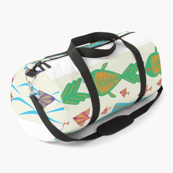 Item preview, Colorful Tropical Fish Folk Art Seamless Pattern with Ocean Waves and Decorative Marine Motifs designed and sold by Ei-Ei.