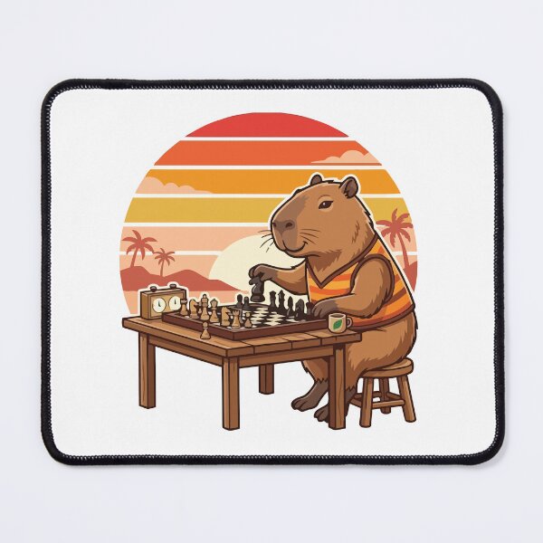 Item preview, Retro 70s Sunset Capybara Playing Chess designed and sold by ArcApparel2020.