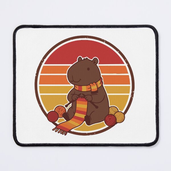 Item preview, Vintage Retro Sunset Capybara Knitting Scarf designed and sold by ArcApparel2020.