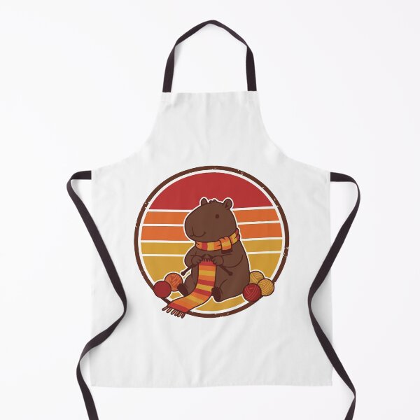 Item preview, Vintage Retro Sunset Capybara Knitting Scarf designed and sold by ArcApparel2020.