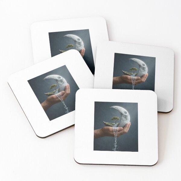 Item preview, Moon Hand Landscape | Crescent Moon, Tree, Waterfall designed and sold by BHOWMIK STORE.