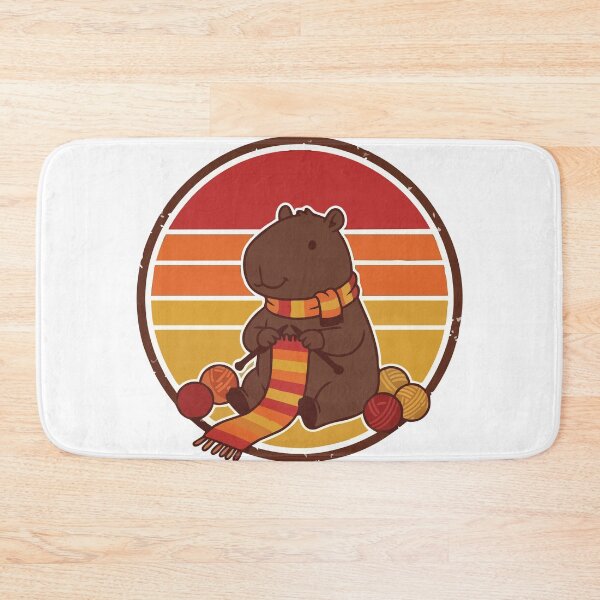 Item preview, Vintage Retro Sunset Capybara Knitting Scarf designed and sold by ArcApparel2020.