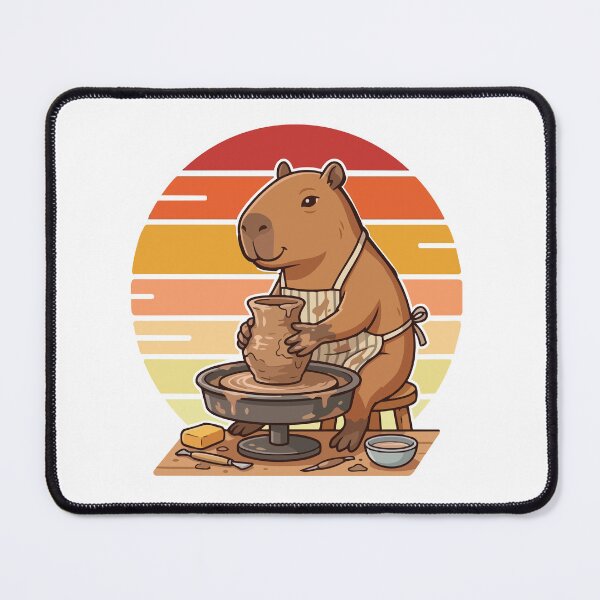 Item preview, Chill Capybara Pottery Wheel Retro 70s Sunset designed and sold by ArcApparel2020.