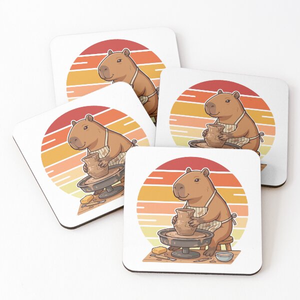 Item preview, Chill Capybara Pottery Wheel Retro 70s Sunset designed and sold by ArcApparel2020.