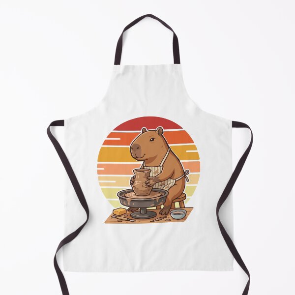 Item preview, Chill Capybara Pottery Wheel Retro 70s Sunset designed and sold by ArcApparel2020.