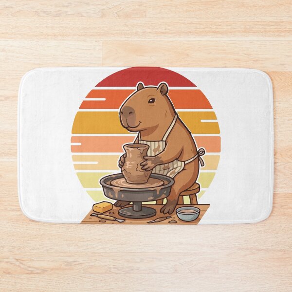 Item preview, Chill Capybara Pottery Wheel Retro 70s Sunset designed and sold by ArcApparel2020.