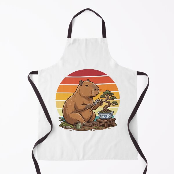 Item preview, Retro Sunset Capybara Gardening Bonsai Tree designed and sold by ArcApparel2020.
