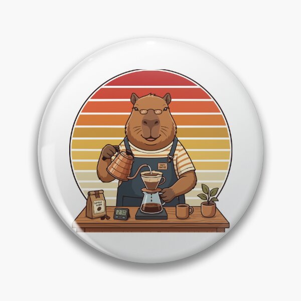 Item preview, Vintage 70s Sunset Capybara Barista Coffee Maker designed and sold by ArcApparel2020.