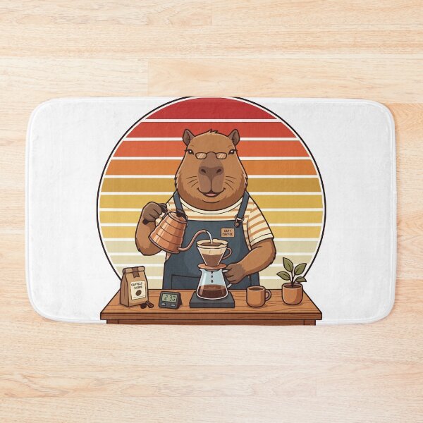 Item preview, Vintage 70s Sunset Capybara Barista Coffee Maker designed and sold by ArcApparel2020.