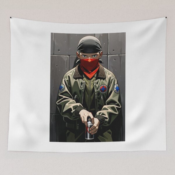 Item preview, Fashion - Man in Green Bomber Jacket Spray Can Streetwear Anime designed and sold by AnimeShin.