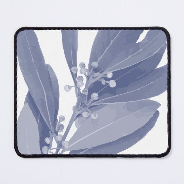 Item preview, Mediterranean Indigo Blue and White Bay Leaf Botanical Print designed and sold by HotHibiscus.
