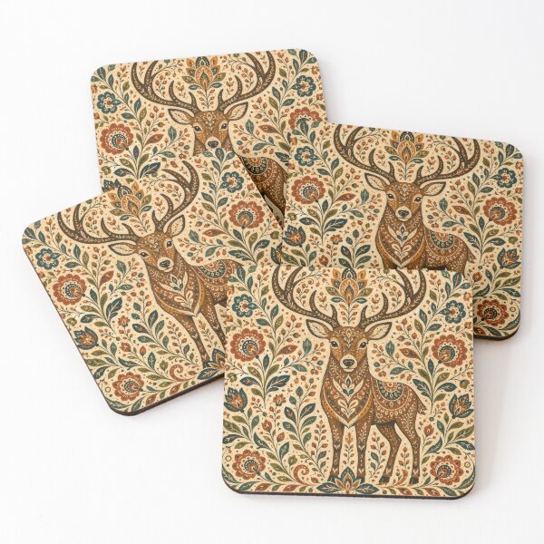 Item preview, Wall Art - Postcard - FOLK ART - Ornamental Deer Majesty designed and sold by ForeverPrintsOK.