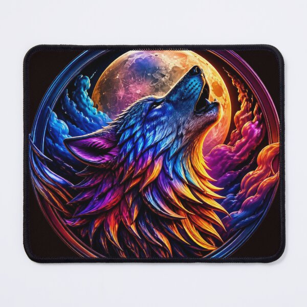 Item preview, Neon Howling Wolf - Celestial Full Moon Vibrant Wildlife Art designed and sold by AgnesB77.