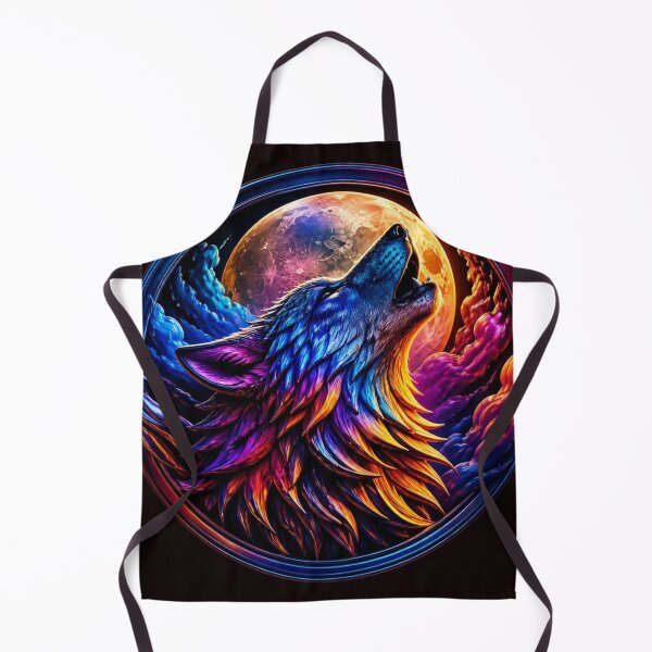 Item preview, Neon Howling Wolf - Celestial Full Moon Vibrant Wildlife Art designed and sold by AgnesB77.