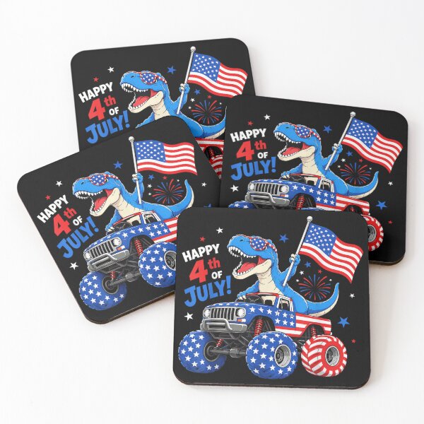 Item preview, Patriotic 4th Of July T Rex Dinosaur Riding Monster Truck Flag designed and sold by DuneHaicna.