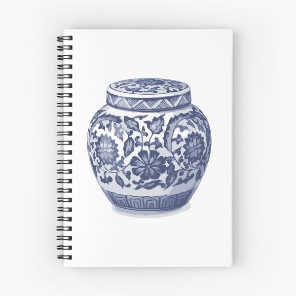 Item preview, Indigo Blue White Hamptons Ginger Jar Chinoiserie Vase designed and sold by HotHibiscus.