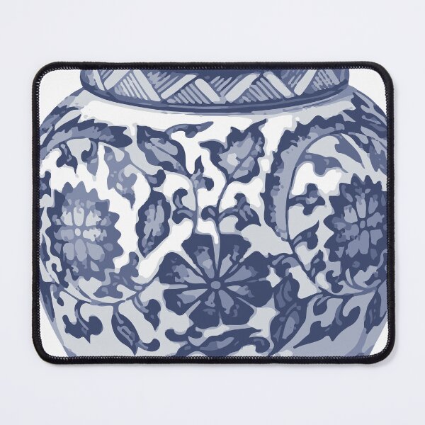 Item preview, Indigo Blue White Hamptons Ginger Jar Chinoiserie Vase designed and sold by HotHibiscus.