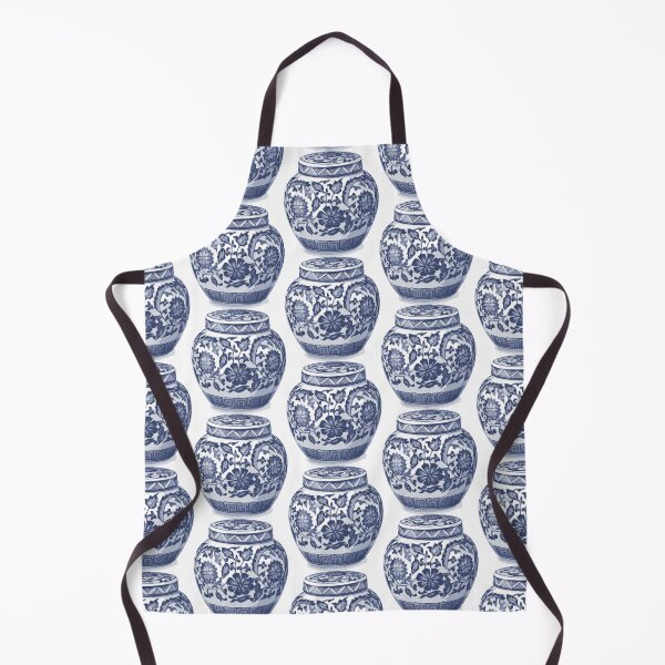 Item preview, Indigo Blue White Hamptons Ginger Jar Chinoiserie Vase designed and sold by HotHibiscus.