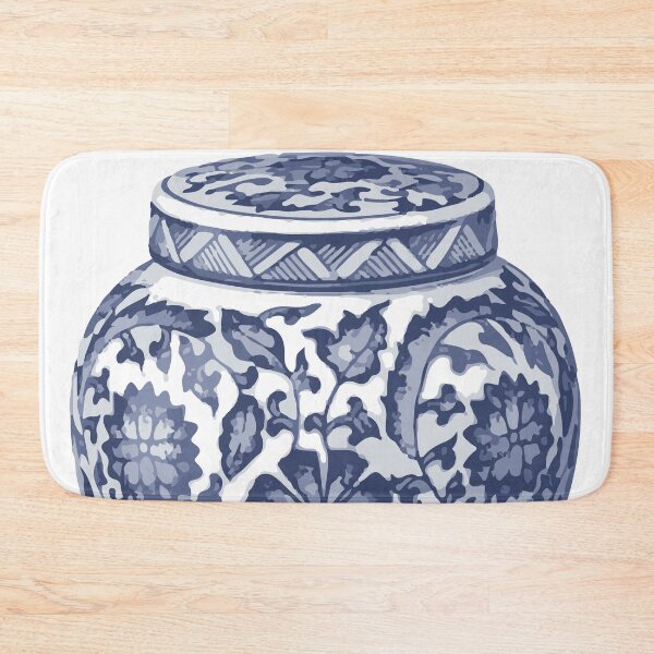Item preview, Indigo Blue White Hamptons Ginger Jar Chinoiserie Vase designed and sold by HotHibiscus.