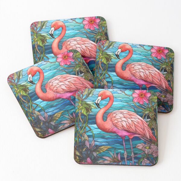 Item preview, Tropical Flamingo Stained Glass Art designed and sold by pinkal.