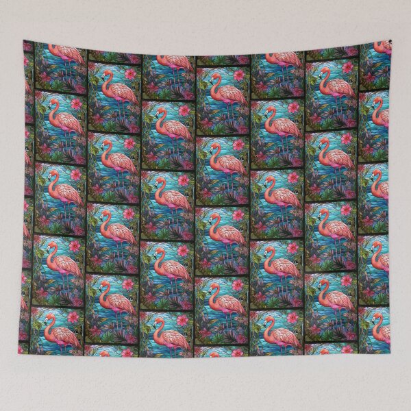 Item preview, Tropical Flamingo Stained Glass Art designed and sold by pinkal.