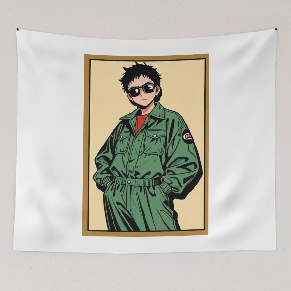 Item preview, Fashion - Man in Green Windbreaker Sunglasses Streetwear Anime designed and sold by AnimeShin.