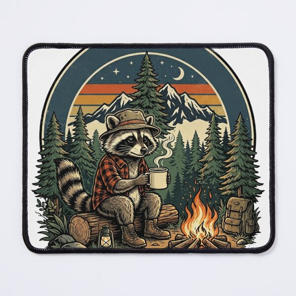Item preview, Retro Campfire Raccoon Graphic Tee - 1970s National Park Aesthetic Adventure Shirt designed and sold by GOLDENPIC ⭐️⭐️⭐️⭐️⭐️.