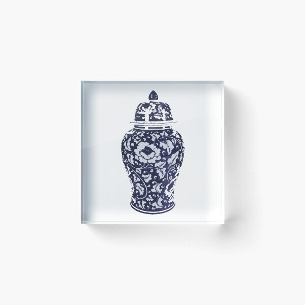 Item preview, Blue White Hamptons Ginger Jar Chinoiserie Vase Art designed and sold by HotHibiscus.