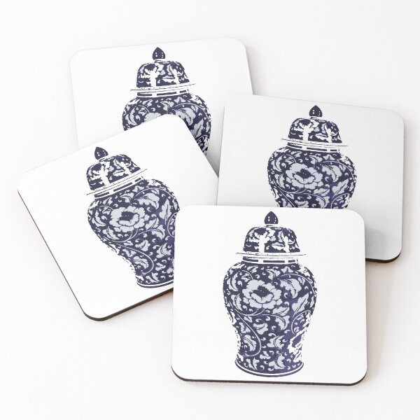 Item preview, Blue White Hamptons Ginger Jar Chinoiserie Vase Art designed and sold by HotHibiscus.