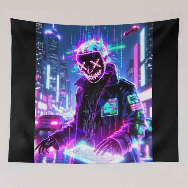 Item preview, Neon Cyberpunk Hacker LED Mask designed and sold by ExploreAura Studio.
