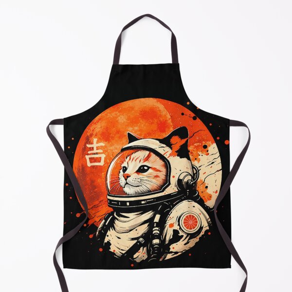 Item preview, Cute Retro Astronaut Cat Floating In Space Orange Full Moon Art designed and sold by DuneHaicna.