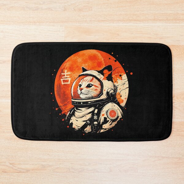 Item preview, Cute Retro Astronaut Cat Floating In Space Orange Full Moon Art designed and sold by DuneHaicna.
