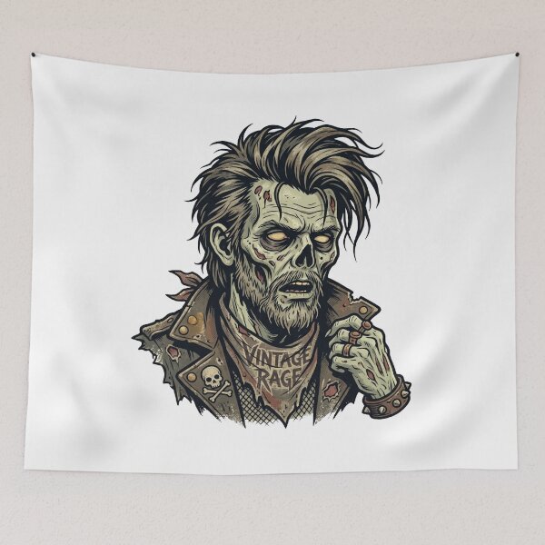 Item preview, Vintage Rockstar Zombie Head – Retro Undead Music Design designed and sold by pictranoosa.