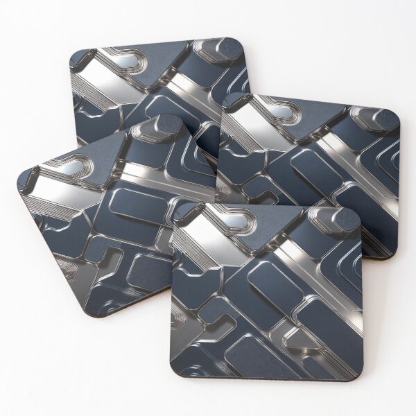 Item preview, Dark Blue Chrome Geometric Pattern designed and sold by IntelliMindDesigns.