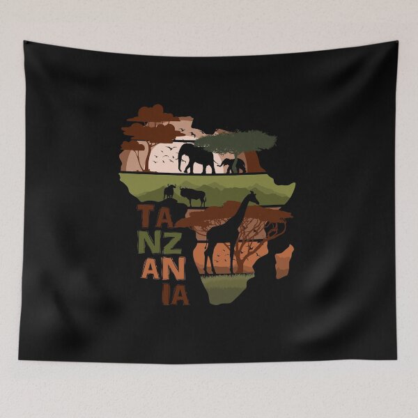 Item preview, Tanzania Africa Safari Wildlife Silhouette designed and sold by marke770.