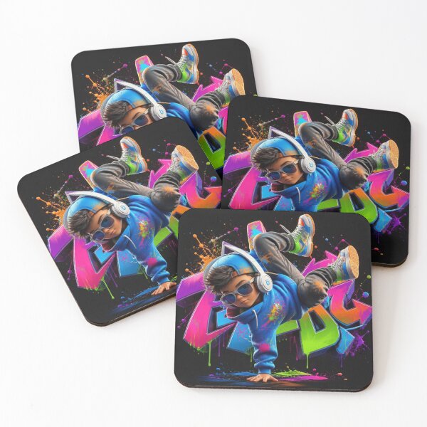 Item preview, Dynamic Breakdance Boy - Neon Graffiti Splatter Hip Hop Art designed and sold by AgnesB77.