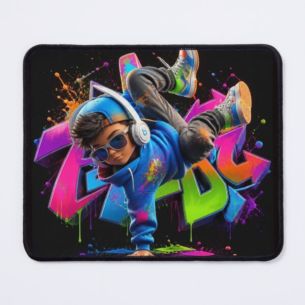 Item preview, Dynamic Breakdance Boy - Neon Graffiti Splatter Hip Hop Art designed and sold by AgnesB77.