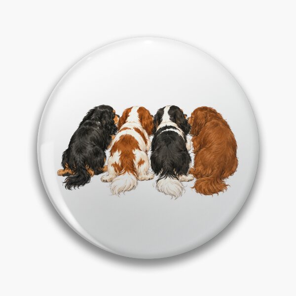 Item preview, Cavalier King Charles Spaniel Secret Meeting – Blenheim, Tricolor, Ruby & Black and Tan Dog Illustration designed and sold by SakuraWaStyle.