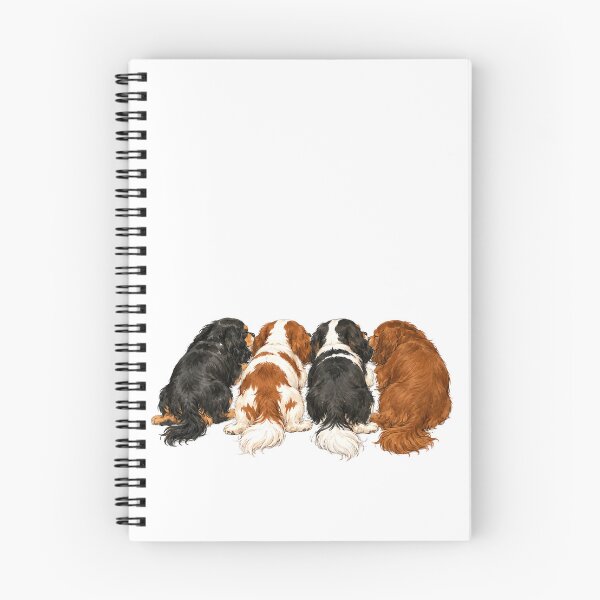 Item preview, Cavalier King Charles Spaniel Secret Meeting – Blenheim, Tricolor, Ruby & Black and Tan Dog Illustration designed and sold by SakuraWaStyle.
