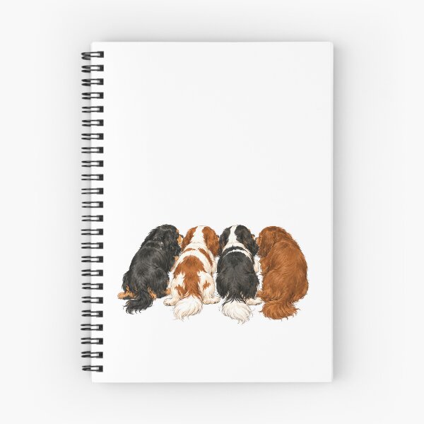 Item preview, Cavalier King Charles Spaniel Secret Meeting – Blenheim, Tricolor, Ruby & Black and Tan Dog Illustration designed and sold by SakuraWaStyle.