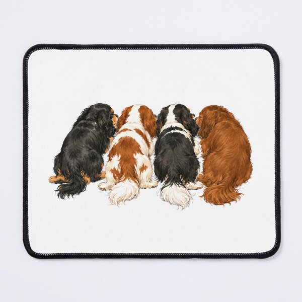 Item preview, Cavalier King Charles Spaniel Secret Meeting – Blenheim, Tricolor, Ruby & Black and Tan Dog Illustration designed and sold by SakuraWaStyle.