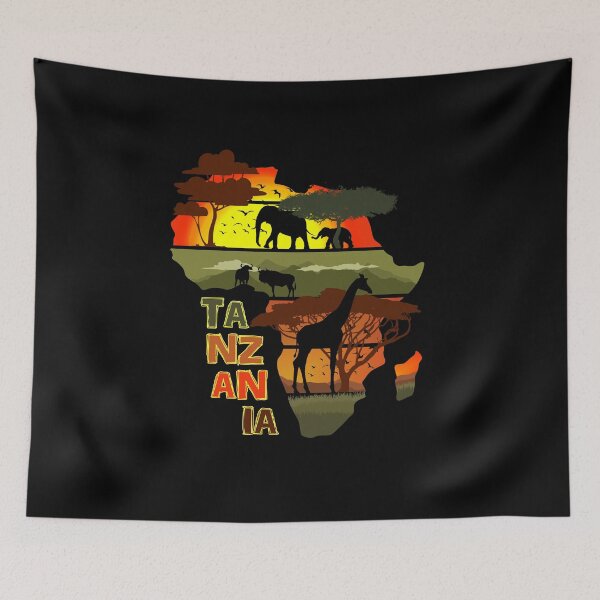 Item preview, Tanzania Safari Africa Wildlife Silhouette Design designed and sold by marke770.