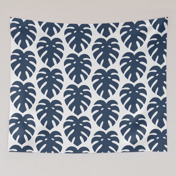 Item preview, Navy Blue Monstera Leaf Illustration designed and sold by BetweenForms.