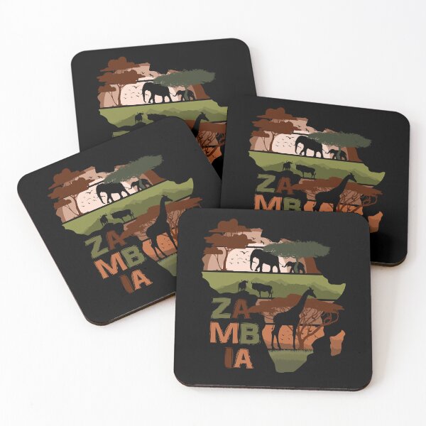 Item preview, Zambia African Safari Wildlife Map Silhouette designed and sold by marke770.