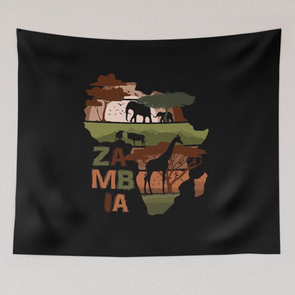 Item preview, Zambia African Safari Wildlife Map Silhouette designed and sold by marke770.