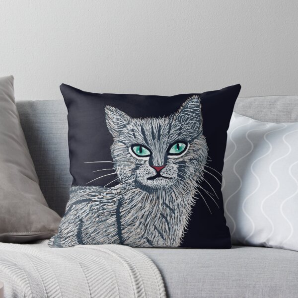 Item preview, Intriguing Cat with Bright Green Eyes designed and sold by Elaine M Hayward .
