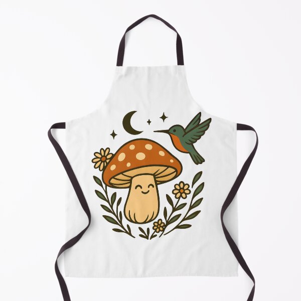 Item preview, Cottagecore Hummingbird and Smiling Mushroom Cute Fungi designed and sold by Photo-Sphere101.