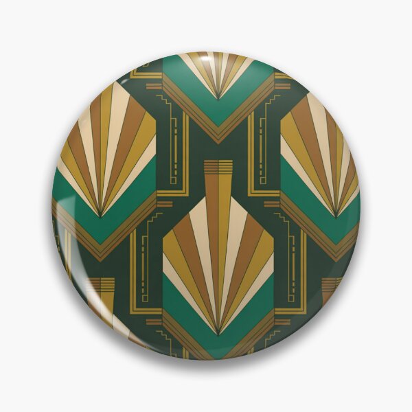 Item preview, Bold Art Deco Fan Pattern | Geometric Teal Gold Seamless Repeat designed and sold by Midnight Veil Designs.