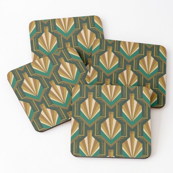 Item preview, Bold Art Deco Fan Pattern | Geometric Teal Gold Seamless Repeat designed and sold by Midnight Veil Designs.